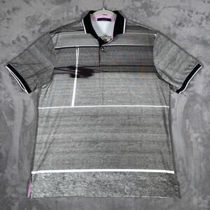 Greyson The Court Striped Polo Shirt Men’s Medium Gray White